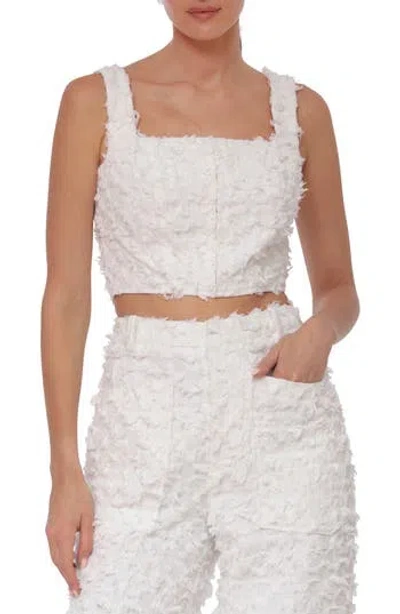 Avec Les Filles Texture Sleeveless Crop Top In White