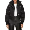 Avec Les Filles Thermalpuff™ Crop Puffer Jacket With Rib Bib In Black