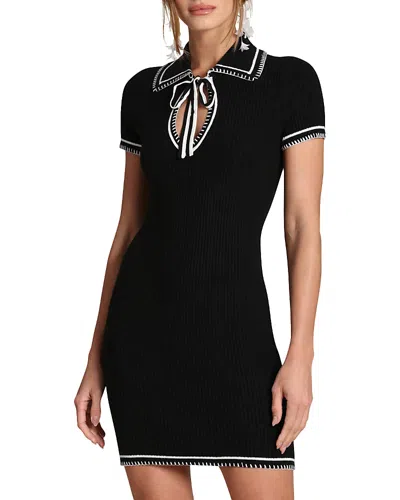 Avec Les Filles Tie Neck Fitted Mini Dress In Black