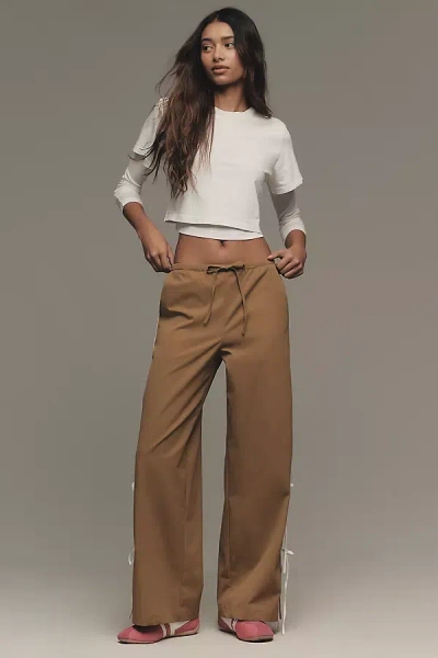 Avec Les Filles Tie Track Pants In Brown