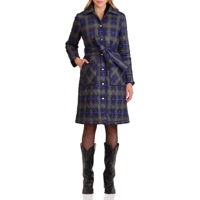 Avec Les Filles Tie Waist Quilted Jacket In Blue