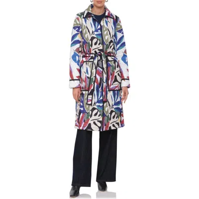 Avec Les Filles Tie Waist Quilted Jacket In Botanical