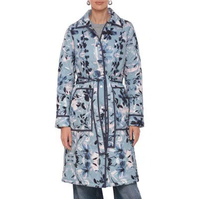 Avec Les Filles Tie Waist Quilted Jacket In Winter Floral