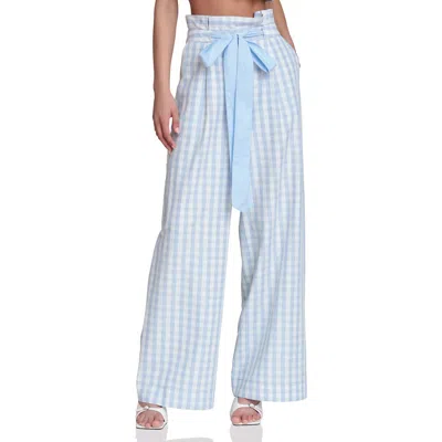 Avec Les Filles Tie Waist Wide Leg Pants In Blue