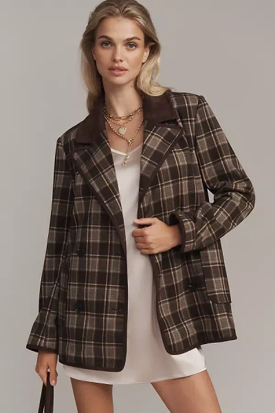 Avec Les Filles Tipped Blazer In Brown