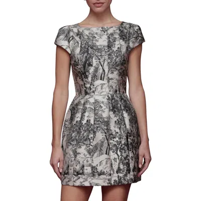 Avec Les Filles Toile Print Tailored Mini Dress In Grey In Gray