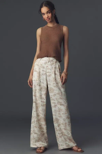 Avec Les Filles Toile Linen Blend Wide-leg Pants In Beige