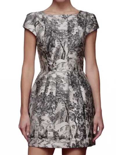 Avec Les Filles Toile Print Tailored Mini Dress In Grey In Gray