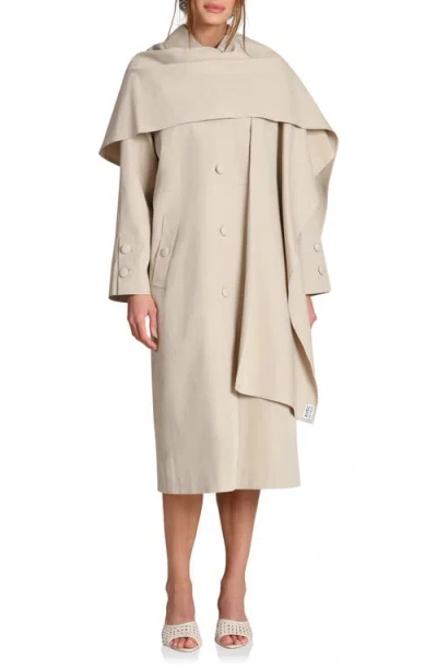 Avec Les Filles Trench Coat With Removable Scarf In White