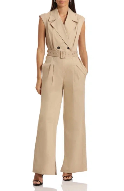 Avec Les Filles Trench Jumpsuit In Beige