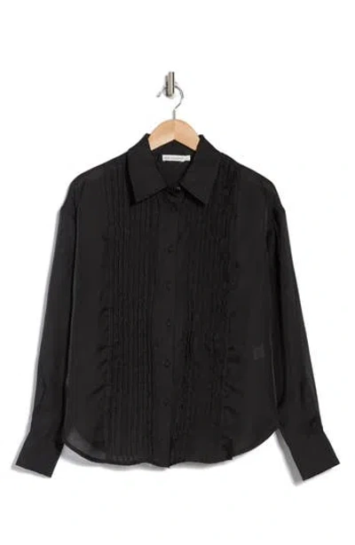 Avec Les Filles Tuxedo Button-up Shirt In Black