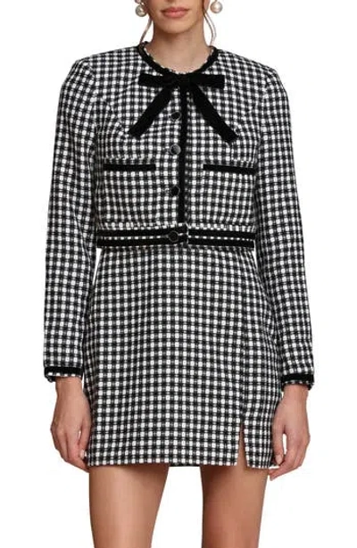 Avec Les Filles Tweed Bow Crop Jacket In Black