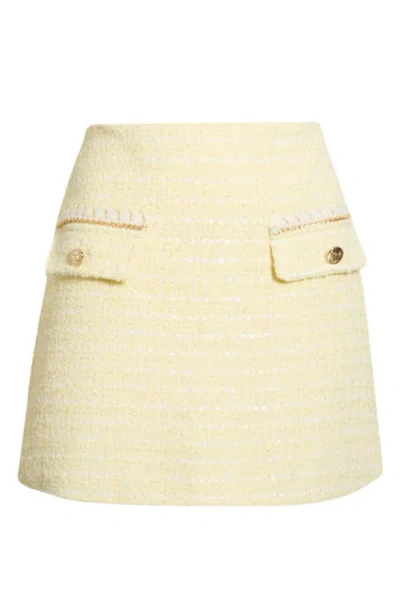 Avec Les Filles Tweed Mini Skort In Yellow