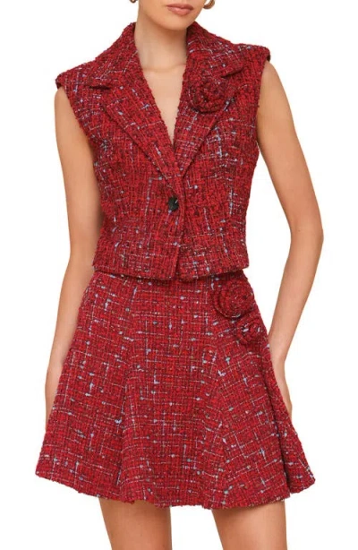 Avec Les Filles Tweed One-button Vest In Red,blue