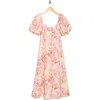 Avec Les Filles Twist Bodice Midi Dress In Rococo Floral