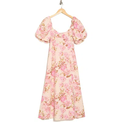 Avec Les Filles Twist Bodice Midi Dress In Rococo Floral