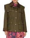 Avec Les Filles Utility Anorak With Combo And Shoulder Bias Flange In Green