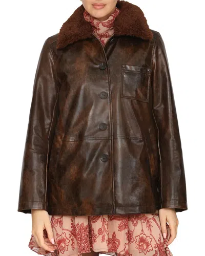 Avec Les Filles Vegan Leather Jacket In Brown