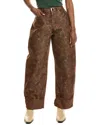 Avec Les Filles Vintage Floral Barrel Leg Jean In Brown