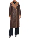 Avec Les Filles Vintage Wash Faux Shearling Coat In Brown