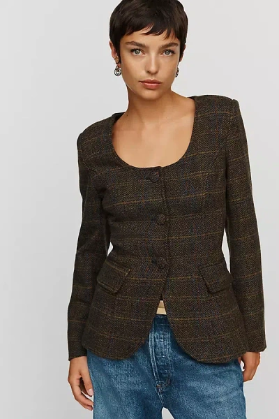Avec Les Filles Waisted Blazer Jacket In Multi