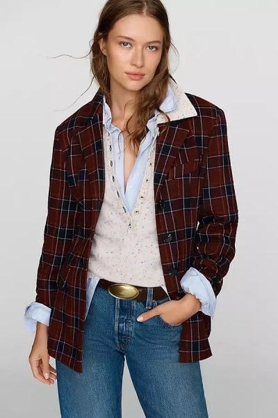 Avec Les Filles Waisted Blazer Jacket In Brown
