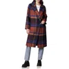 Avec Les Filles Walker Relaxed Fit Plaid Coat In Navy,rust Plaid
