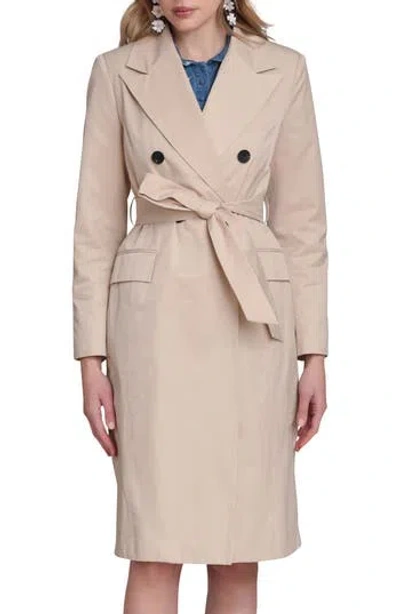 Avec Les Filles Water Resistant Double Breasted Trench Coat In Brown