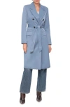 Avec Les Filles Water Resistant Double Breasted Trench Coat In Slate Blue