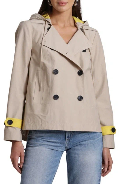Avec Les Filles Water Resistant Hooded Trench Jacket In Light Sand