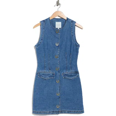Avec Les Filles Western Button Denim Minidress