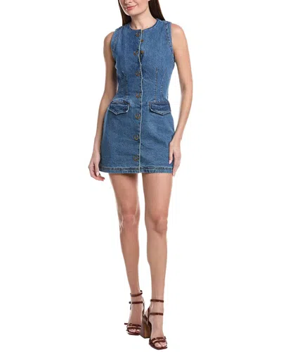 Avec Les Filles Western Buttons Mini Dress In Blue