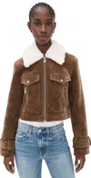 Avec Les Filles Wide Sleeve Corduroy Bomber Chocolate/ivory In Brown