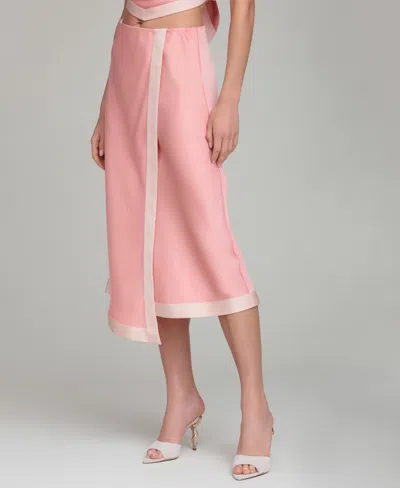 Avec Les Filles Women's Asymmetrical Wrap Midi Skirt In Pink