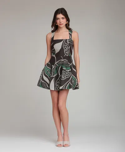 Avec Les Filles Women's Bali Paisley Square Neck Mini Dress In Multi