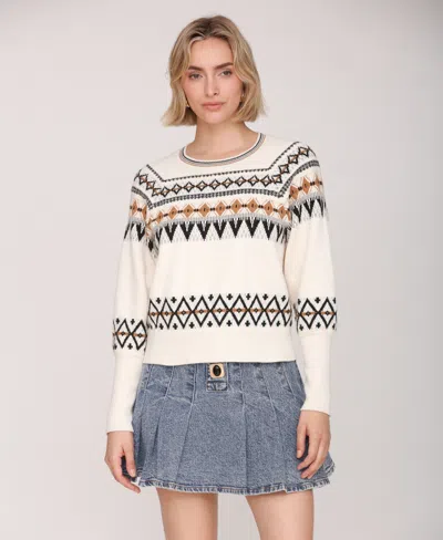 Avec Les Filles Women's Balloon Sleeves Sweater In White