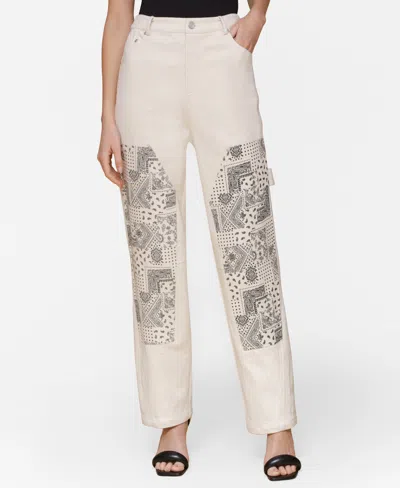 Avec Les Filles Women's Bandanna-inset Carpenter Pants