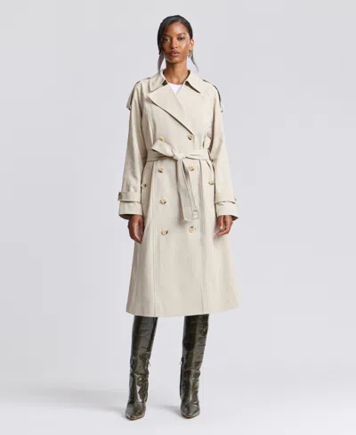 Avec Les Filles Women's Belted Double Breasted Trench Coat In Bone