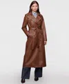 Avec Les Filles Women's Belted Faux-leather Trench Coat In Brown