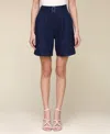 Avec Les Filles Balloon Sleeve Ruffled Shirt In Dark Navy