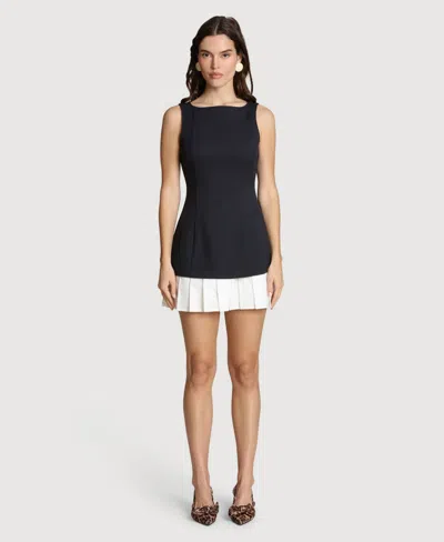 Avec Les Filles Women's Boat Neck Mini Dress In Black