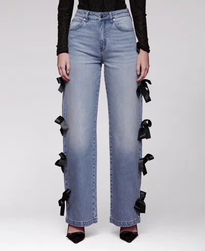 Avec Les Filles Women's Bow Detail High-rise Jeans In Blue
