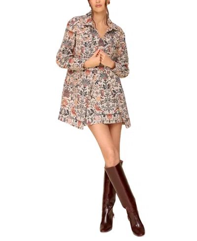 Avec Les Filles Brocade Button Front Jacket Brocade Mini Sheath Dress In Navy Bird