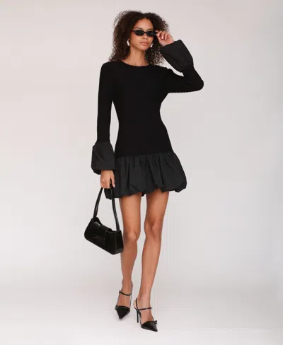 Avec Les Filles Women's Bubble Trim Sweater Dress In Black
