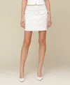 Avec Les Filles Women's Button Front Mini Skirt In White Denim