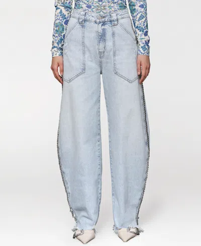 Avec Les Filles Women's Chain-trim Barrel Leg Jeans In Blue