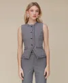 Avec Les Filles Gingham Fringe Vest In Dark Navy And White