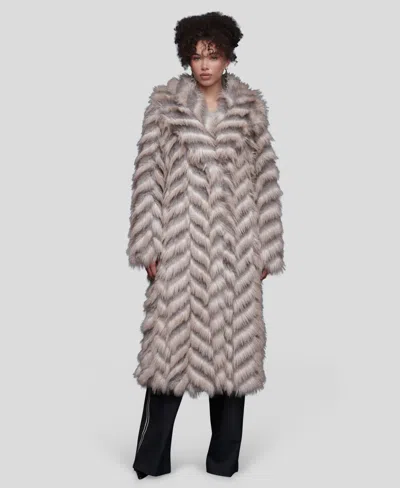 Avec Les Filles Women's Chevron Hook And Eye Coat In Brown