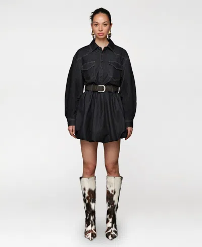 AVEC LES FILLES WOMEN'S COLLAR LONG-SLEEVE SHIRTDRESS