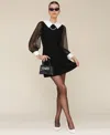 Avec Les Filles Women's Collared Contrast-sleeve Dress In Black